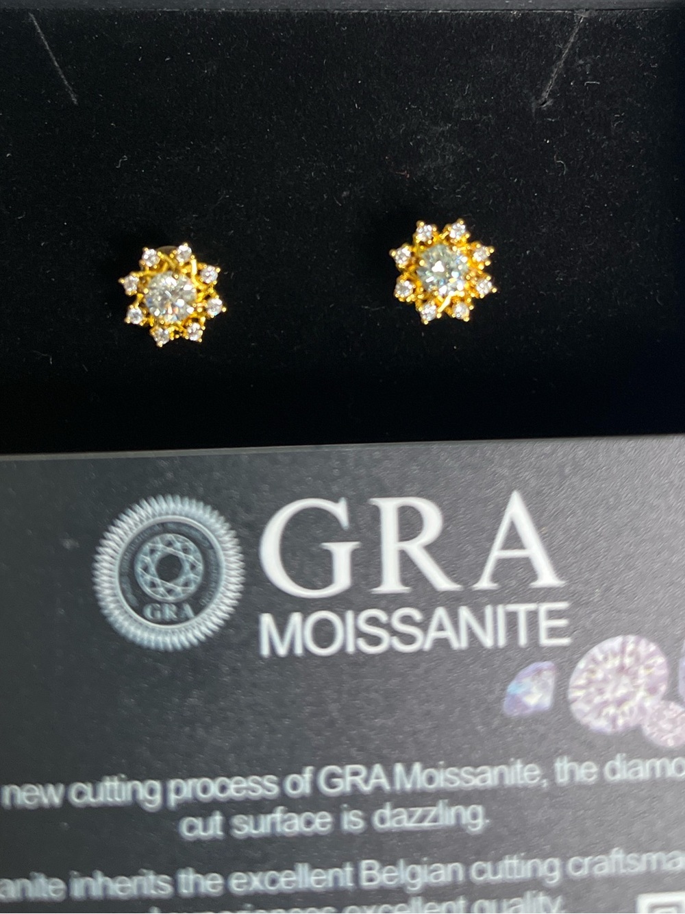 Gold-Tone Starburst Stud Earrings - White